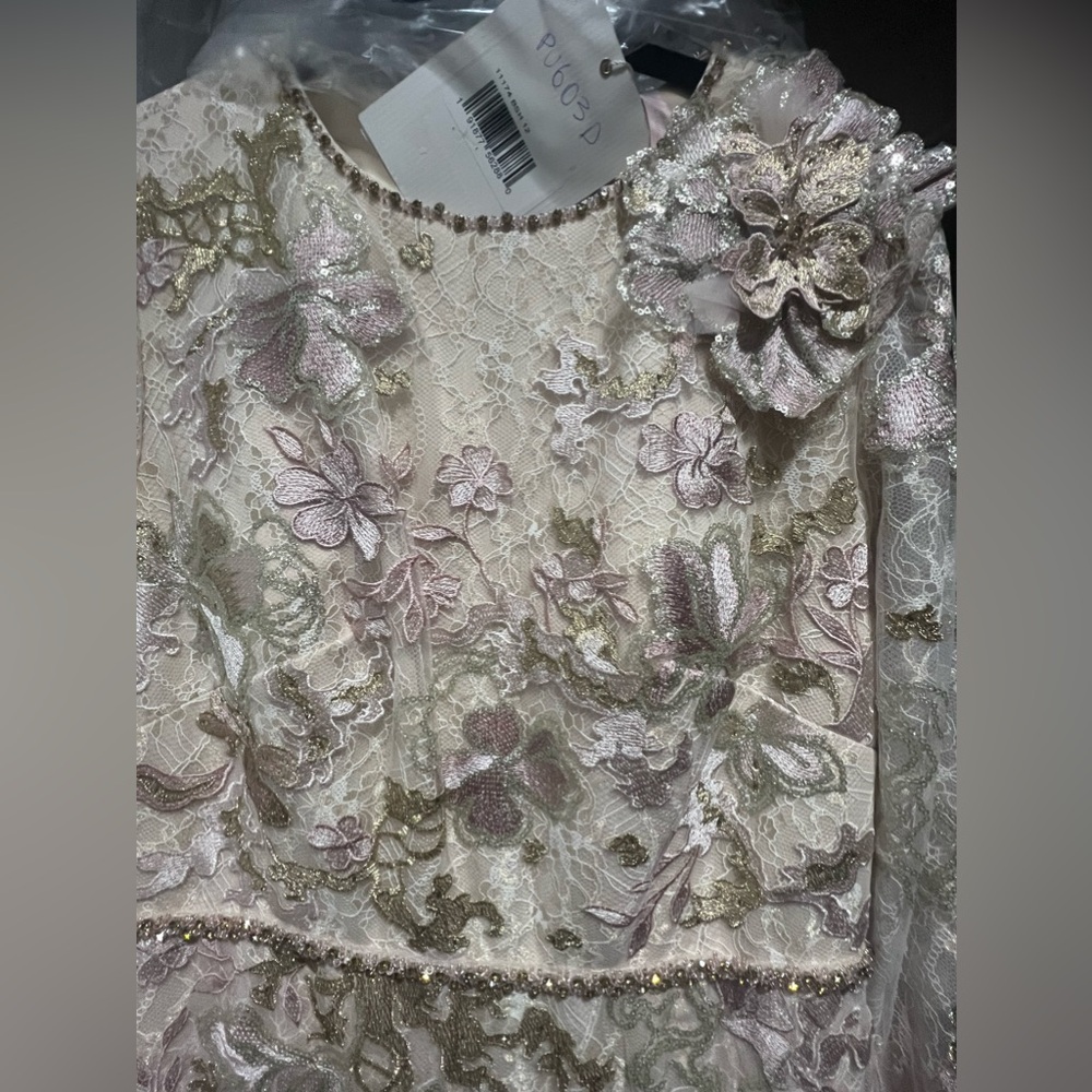 Floral embroidered lace trumpet gown - Picture 5 of 11